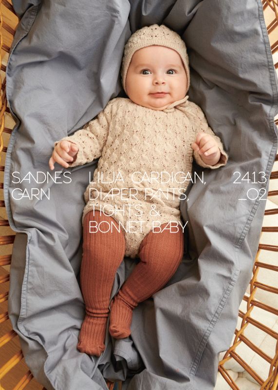 2413-2 Lilja cardigan, diper pants, tights & bonnet baby